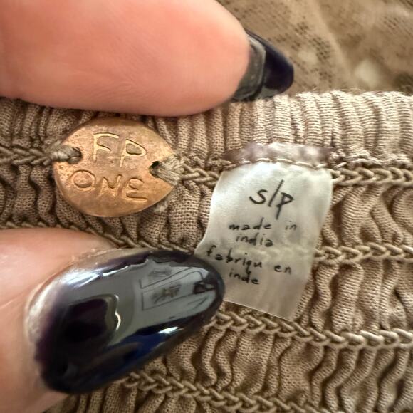 FREE PEOPLE | FP One Lyra Taupe Brown Lace Crop Top | Small - Picture 5 of 5